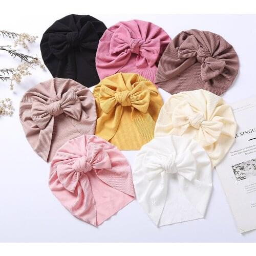 2021 Baby Accessories For Newborn Toddler Kids Baby Girl Boy Turban Cotton Beanie Hat Winter Cap Knot Solid Soft Hospital Caps