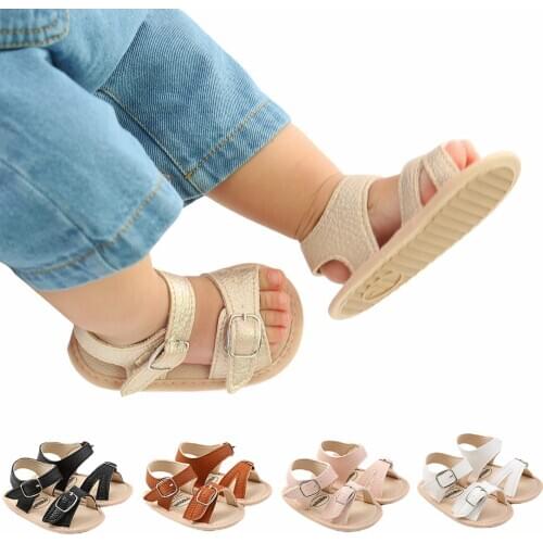 2021 Toddlers Sandals Baby Summer Wear Solid Color Simple PU Material Leisure Adjustable Shoes For Newborn