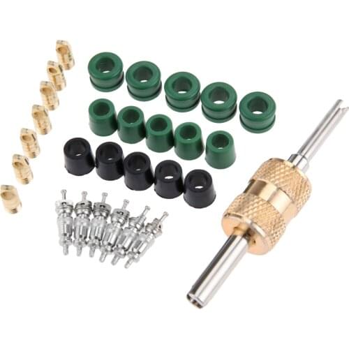71Pc Car A/C Schrader Valve Cores AC Hose Rubber Gaskets Assortment Kit Remover Tool For R134a R12 R22 Car Accessories AC Repair