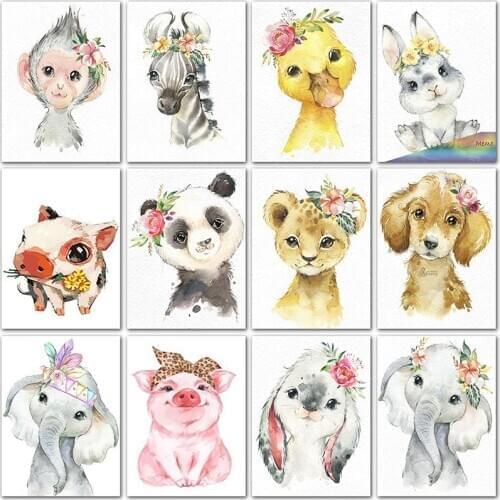 5D DIY Diamond painting pig animals dog lion rabbit panda Full Square Diamond embroidery Cross stitch Full Round Diamond mosaic