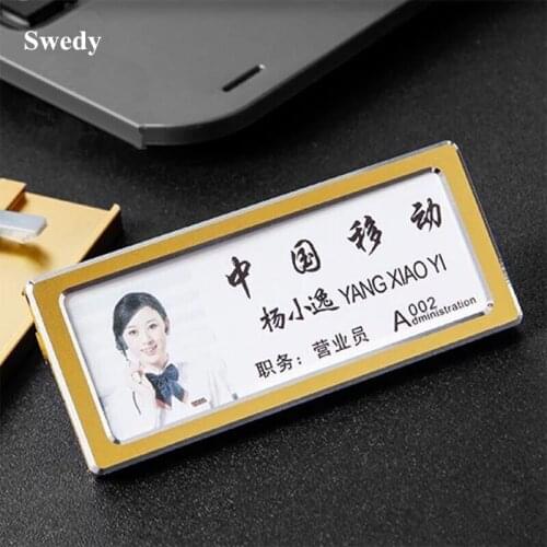 70X25mm 1 Pieces Metal Name Badge Holder With Pin School Office ID Badge Card Holders Nameplate Name Tags