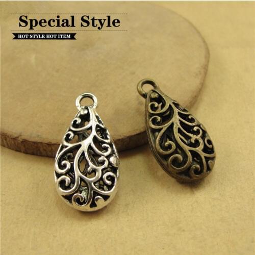 Hollow out water drop shape Pendants alloy Charms antique Silver bronze earrings Necklace diy Jewelry Accessories 40pcs 2272A