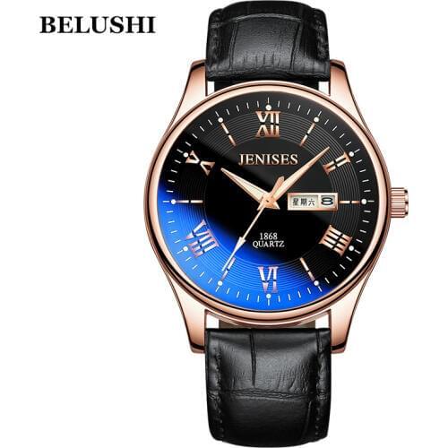 2019 New Men Quartz Watch BELUSHI Top Brand Luxury Mens Wristwatch Casual Sports Waterproof Date Week Display Clocks Male #a