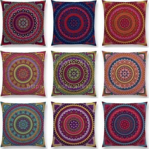 Hippie Mandala Boho Rainbow Floral Pattern Decor Throw Pillow Case Sun Moon Flowers Dream Fantasy Gorgeous Cushion Cover Sofa