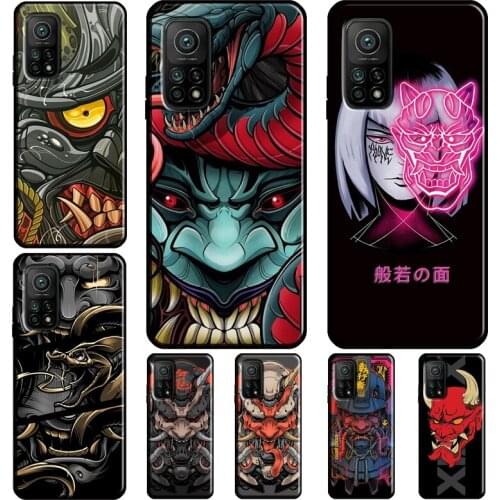 Japanese samurai Oni Hannya Demon Mask Cover For POCO X3 Pro F3 M3 Case For Xiaomi Mi 11 Ultra Mi Note 10 Lite 9T 10T Pro Cover