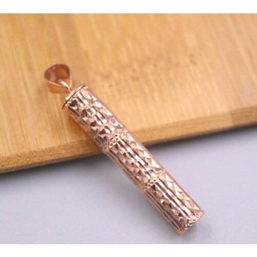 Pure Au750 18K Rose Gold Pendant Men Women Gift Carved Column Pendant 3.7g / 37*5.5mm