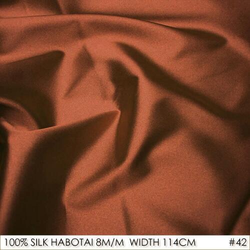 CISULI 100% Natural SILK HABOTAI 8momme in 114cm width for Sewing light Silk Curtain tissu au metre No.42 Reddish Brown