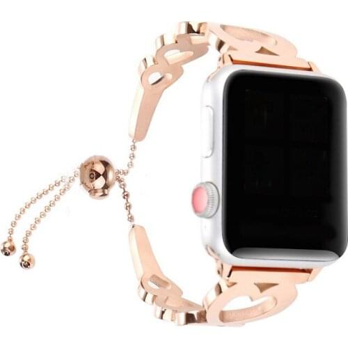 FEOOE Suitable for Apple iwatch1/2/3/4/5 stainless steel strap 18K gold bracelet tassel steel strap LXY