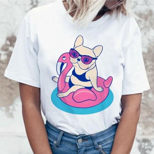 French Bulldog T Shirt top tee shirts cartoon Women Harajuku kawaii t-shirt korean Funny clothes femme tshirt female ulzzang