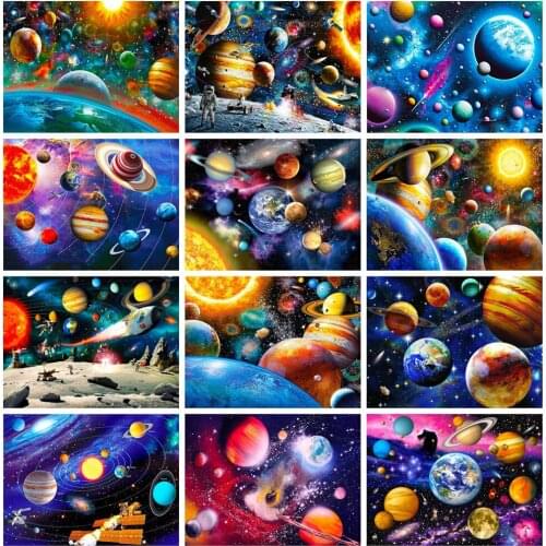 Huacan Full Square Diamond Painting Landscape 5D DIY Diamond Embroidery Mosaic Universe Planet Decorations Home