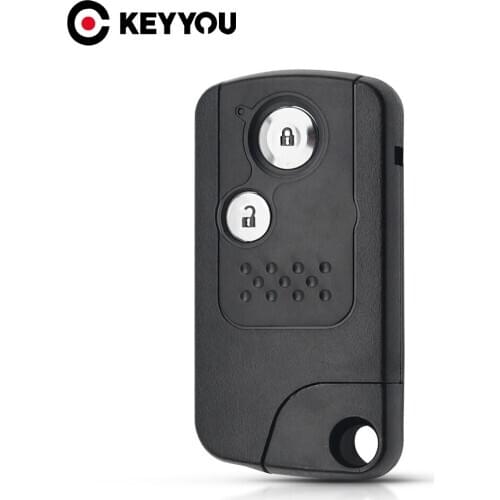 KEYYOU 2 Button For Honda Civic Accord CR-V Odyssey Remote Key Shell Key Housing Cover With Insert Key Uncut Blade