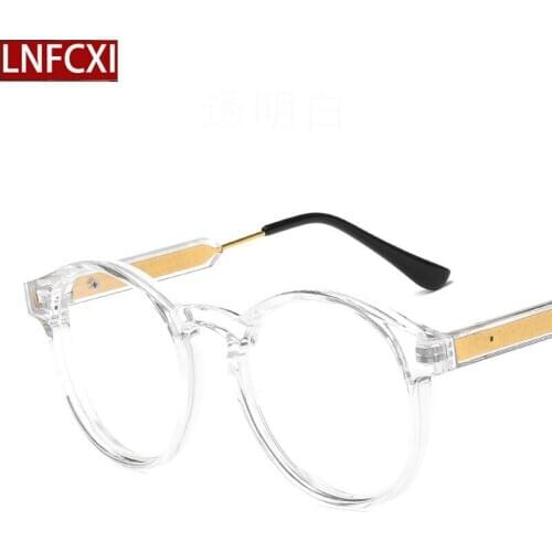 LNFCXI Classic Round EyeGlasses Men Vintage Transparent Eye Glasses Frames for Women Myopia Frame