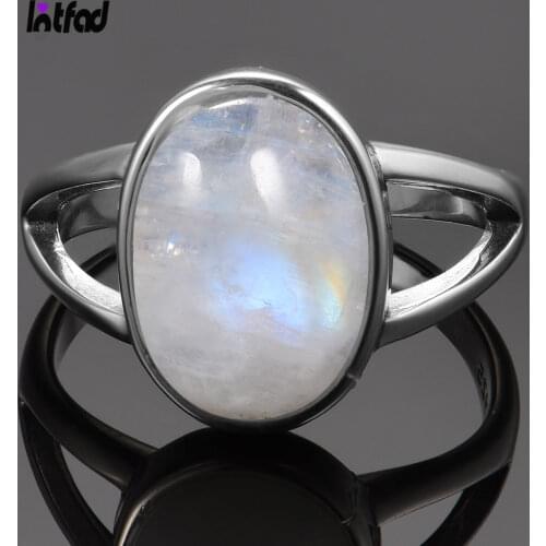 925 Sterling Silver Ring Natural Moonstone Jewelry Rings Gemstone Vintage Jewelry for Women Men Girls Gift Luxury