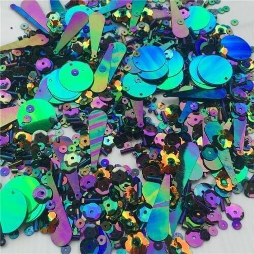 30g Hugely Popular Multi Size Mix Flat Cup Round Oval pvc loose sequins Glass Beads Bugles Sewing Craft Kids intelligence Gifts