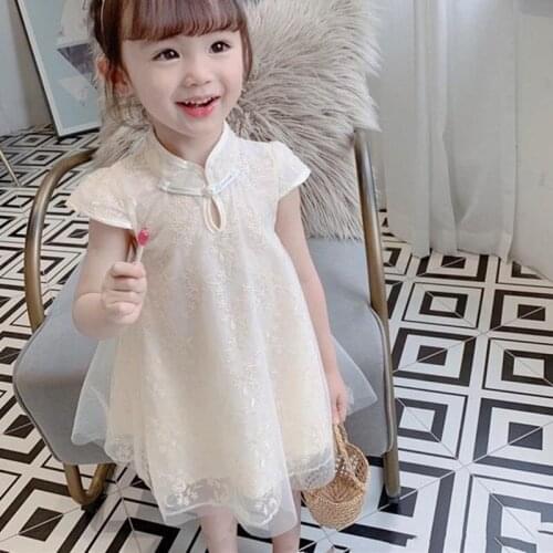 Summer Newborn Baby Girl Fashion Chinese Style Improved Cheongsam Princess Dress Baby Dress Toddler