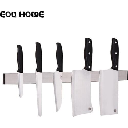 Magnetic Self-adhesive Stainless Steel Knife Holder Stand Blocks Roll Bag Wall Mounted Easy Storage Knife Rack Strip for Kitchen