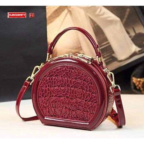 Small Lace Bag for Women 2021 New Handbags round Bag Genuine Leather Shoulder Bag Fashion Womens Bag Portable Messenger Bags