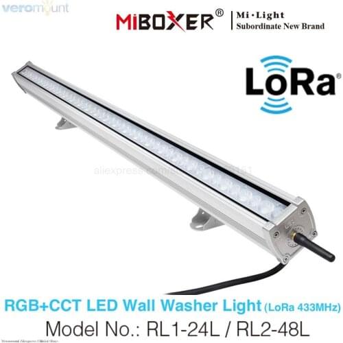 MiBoxer RL1-24L 24W RL2-48L 48W RGB+CCT LED Wall Washer Light ( LoRa 433MHz ) AC110V 220V IP66 Outdoor Remote & APP Control