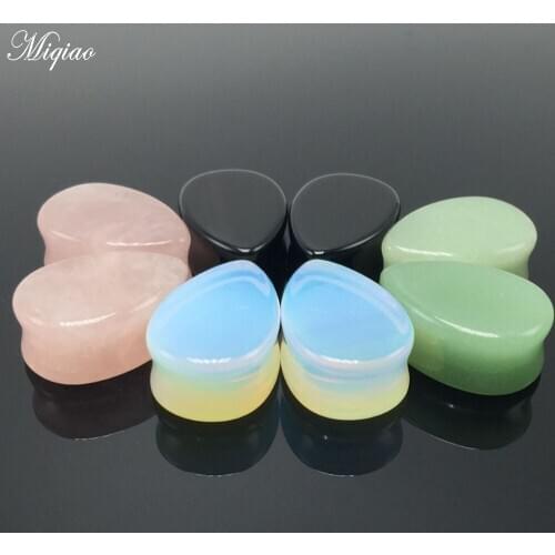 Miqiao 2 Pcs 6-16mm Human Body Piercing Water Drop Stone Ear Expander Auricle Ear Expander European and American New Style