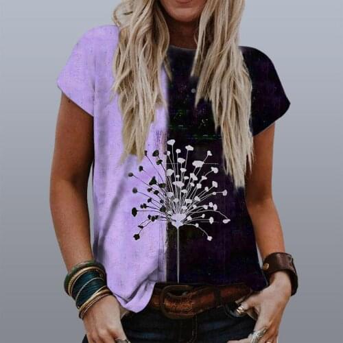 Fashion Floral Printed Summer Womens Clothes Casual Loose Short Sleeve T Shirts Harajuku Y2K Tops Elegantes O Neck Pullovers