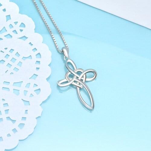 Fashion Simple Silver Color Viking Celtic Knot Cross Infinity Heart Love Pendant Necklace Jewelry Gifts Fro Men Women