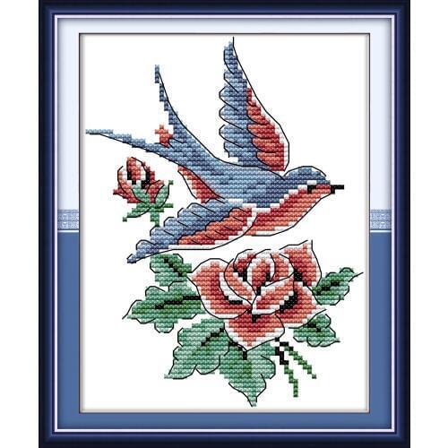 Everlasting Love Bird 3 Chinese Cross Stitch Kits Ecological Cotton Stamped Printed 11CT DIY Christmas Gift Wedding Decoration