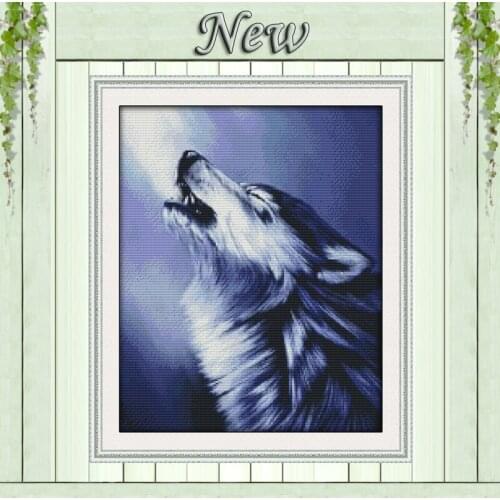 The Wolf Howl,counted printed on canvas DMC 11CT 14CT Cross Stitch kit,needlework Set embroidery,animal winter scenic Home Decor