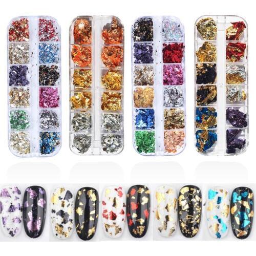 Gold Silver Irregular Nails Foil Paper Glitter Sequins Paillette Aluminum DIY Nail Art Decoration Accessories