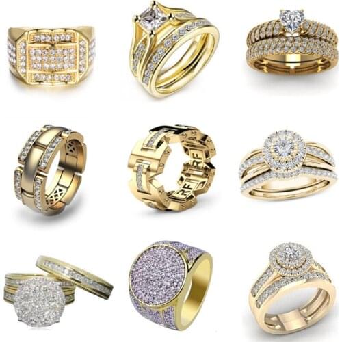 2021 New Fashion Punk Metal Geometric Inlaid Full Rhinestone Zircon Ring For Women Girls Party Engagement Wedding Jewelry Gift