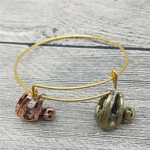 New Stainless Steel Sloth Bangles Cute Sloth Car Bangles Bracelets Fashion Animal Pet Jewellery