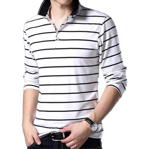 Long Sleeve Striped Polo Shirt Men Casual Slim Fit Breathable Cotton Tee Tops Polo Shirts Mens Autumn New Fashion Polos Clothes