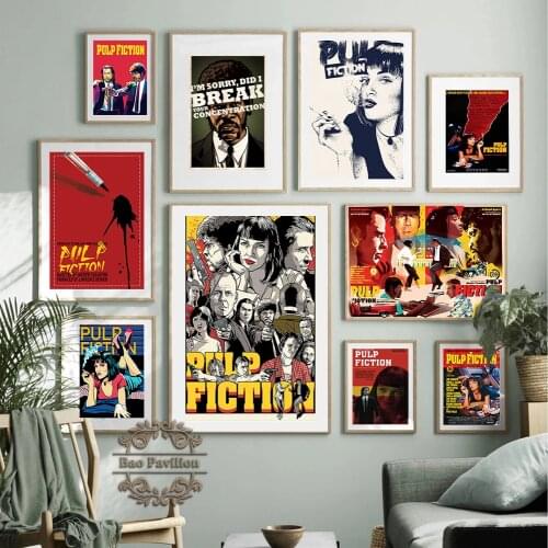 Pulp Fiction Prints Poster Movie Star Actor Art Canvas Painting Abstract Vintage Wall Picture Bedroom Living Room Home Decor