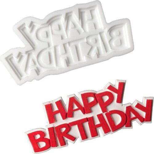 HAPPY BIRTHDAY Letter Fondant Cake Silicone Mold Chocolate Candy Molds Cookies Pastry Biscuits Mould Baking Cake Decoration Tool