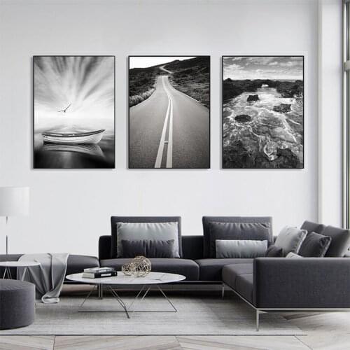 Scandinavian Landscape Boad High Way Wall Art Canvas Painting Picture Poster and Print Gallery Living Room Home Decor