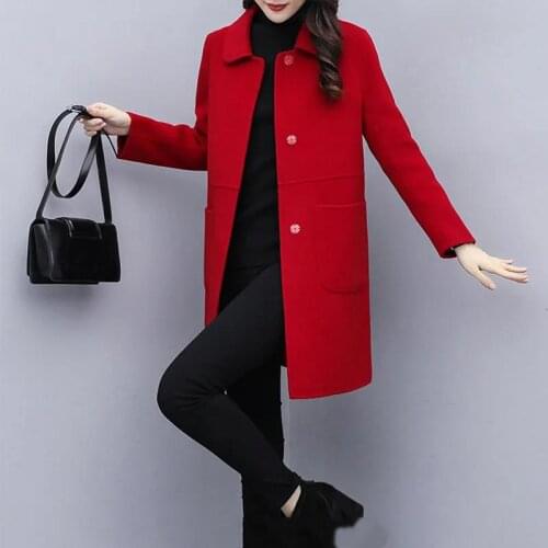 Quilted Thick Coats Woolen Coat Womens Autumn Winter Plus Size 5XL Overcoat 2021 New Spring Mid-Length Female Woolen Coat