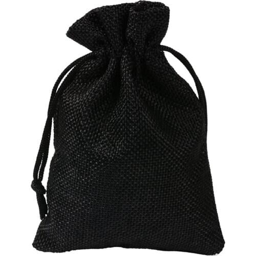 Linen Cloth Drawstring Bags, Pure Color Beam Pocket Goods Storage Cotton Beam Pocket 20 Pcs, 10x14 cm, Black