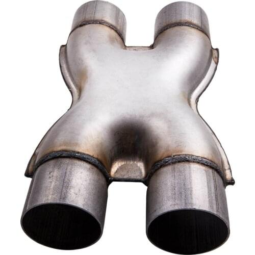 Universal Crossover X-Pipe Dual 2.5"In Out Stainless Steel Exhaust Tip X-Pipe