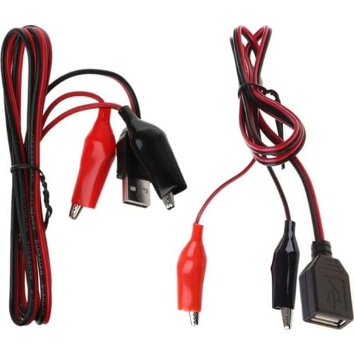1Pc USB 2.0 Male Female Alligator Clips Crocodile Wire USB Tester Detector DC Voltmeter Ammeter Capacity Power Supply Cable