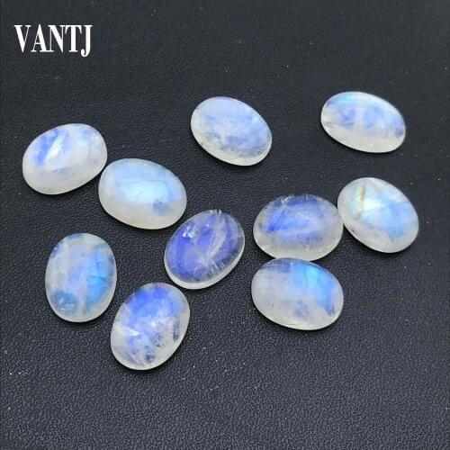 VANTJ Natural Blue Moonstone Loose Gemstone Oval Cut for Diy Jewelry Mounting Women Party Gift Wholesale