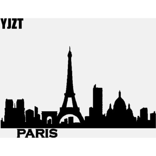 YJZT 16.5CM*9.7CM Vinyl Car Sticker Decal PARIS City Silhouette Skyline Black/Silver C3-1830