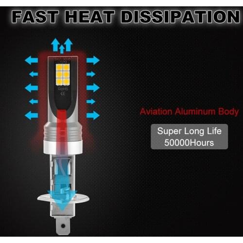 Yellow LED Light Bulbs High Quality 12V-24V DC 2pcs Driving DRL Fog 3000K