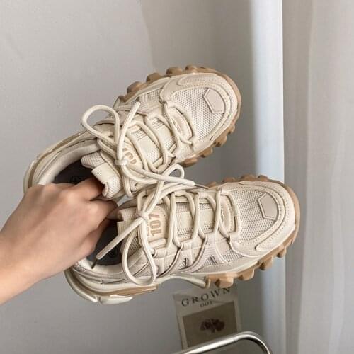 2021 Mr Co Cream Khaki Mesh Breathable Sneakers Womens Mesh Summer Thin Japanese Casual Old Shoes Trend