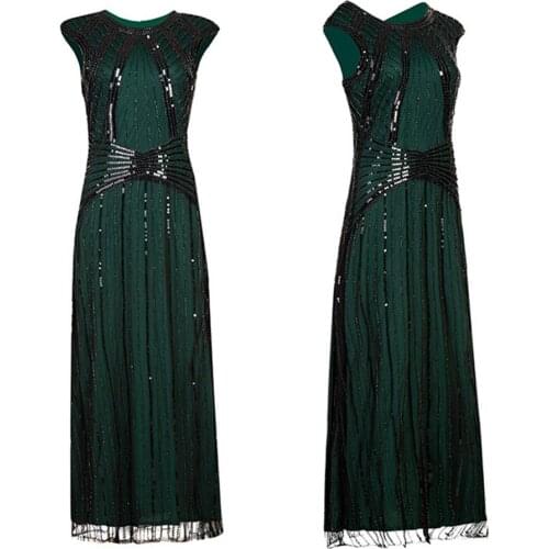 2021 spring summer dress vestidos Fashion Sequined Dress Women 1920s Inspired Sequins Beads Long Tassel Inserts Dress