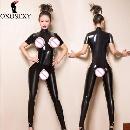 Latex Teddy Open Crotch Women Sexy Lingerie Bodydoll Open Bra Sexy Lingerie Leather Sexy Costumes Erotic Sexy Underwear 414