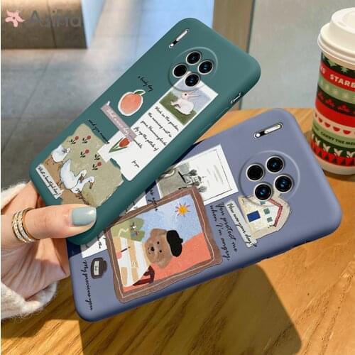 Liquid Silicone Case For Huawei Mate 40 30 20 10 Pro Fashion Cartoon Cover Bumper For Huawei Honor 30 10 20 8x 9x 9a Funda Capas