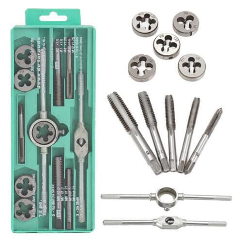ZK30 12pcs/set Multifunction Screw Tap&Die Set External Thread Cutting Tapping Hand Tool Kit Thread Screwdriver with M6 M7 M8 M1