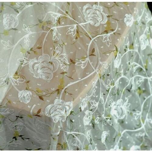 0.5 meter Green floral Embroidered Net Lace Fabric dress Clothes African French Tulle Lace For Wedding Garment Accessories Craft