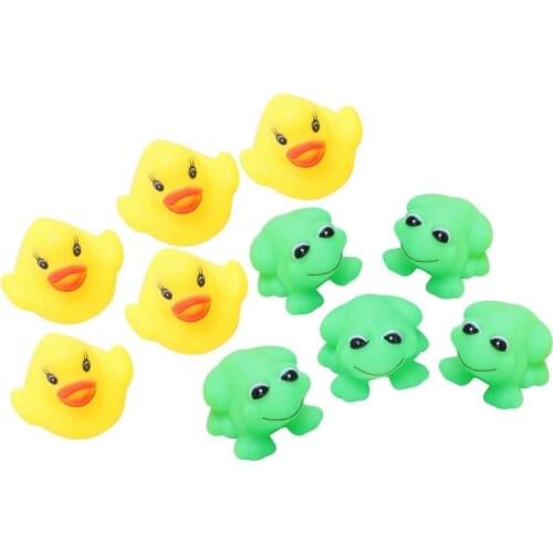 1 set of Frogs & Ducks 5Pcs+5Pcs Baby Bath Tub Toys