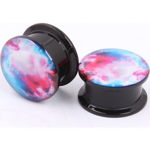 1 pair Blue and Pink sky acrylic screw fit flesh tunnel ear plug gauges ear expander Body Piercing Jewelrys Free Shipping