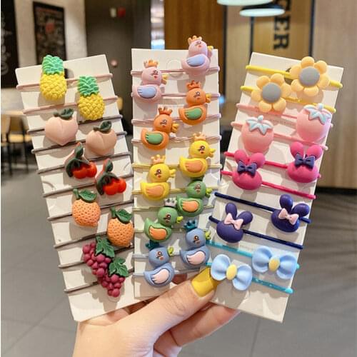 New arrival cute 10/set hair band bow Ring Diadem mi band 5 pony o kids rubber bands Sweets Hair accessories elastic hair bands